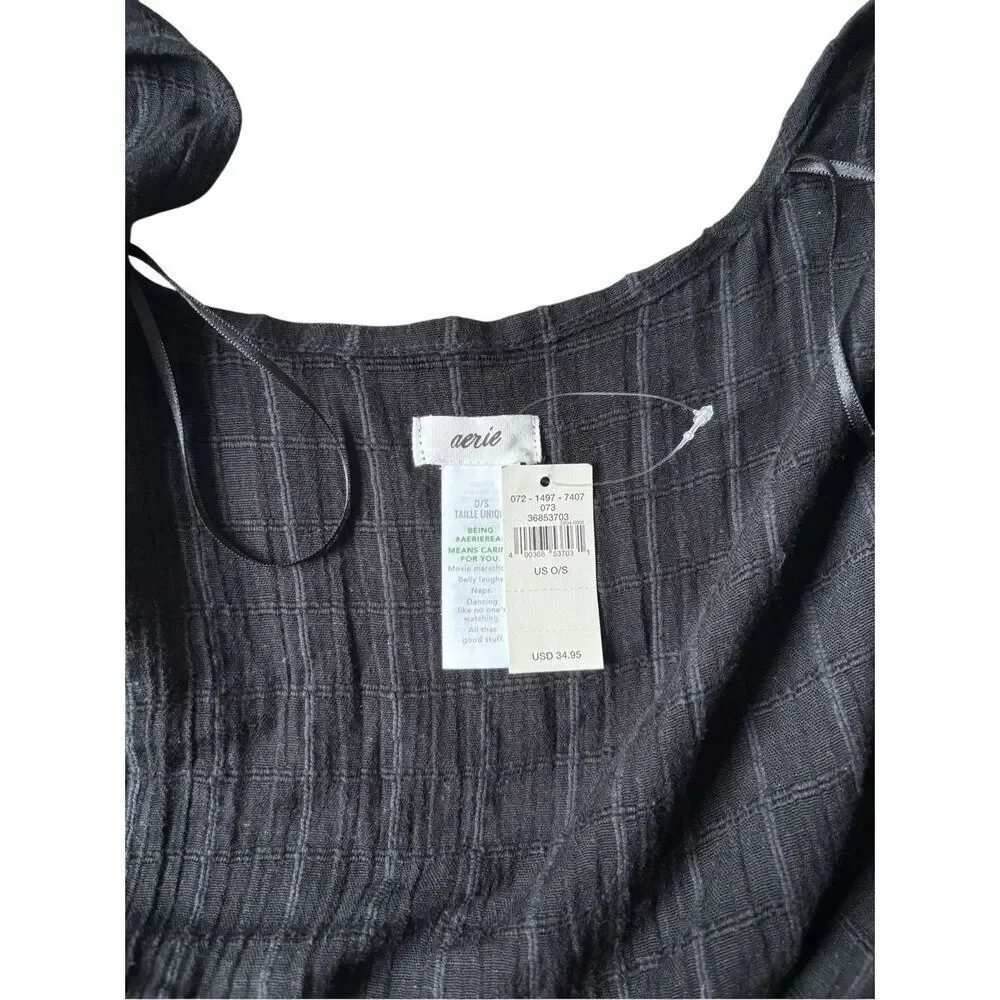 NEW Aerie Textured Cape Swim Cover Up‎ One Size Black Boho